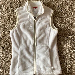 North Face - White Zip Up Fleece Vest